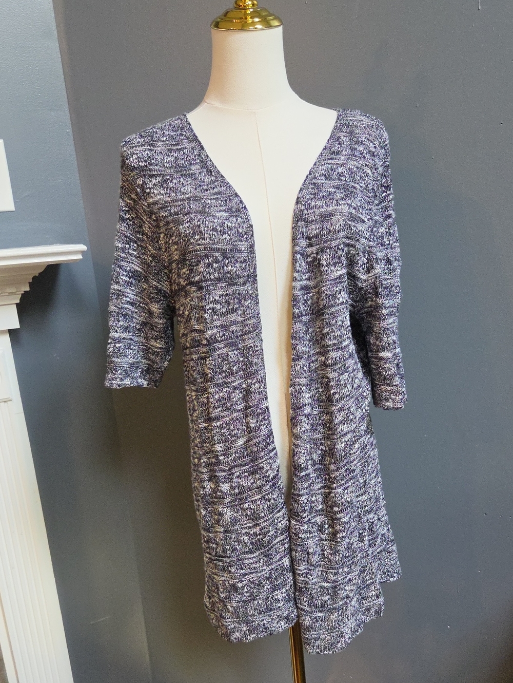 Open-Front Purple Marled Women's Sweater Cardigan